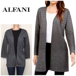 New. Alfani Blue/gray and silver metallic sweater jacket. New